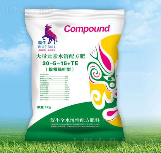 大量元素水溶配方肥30-5-15+TE-藍牛-金豐洋