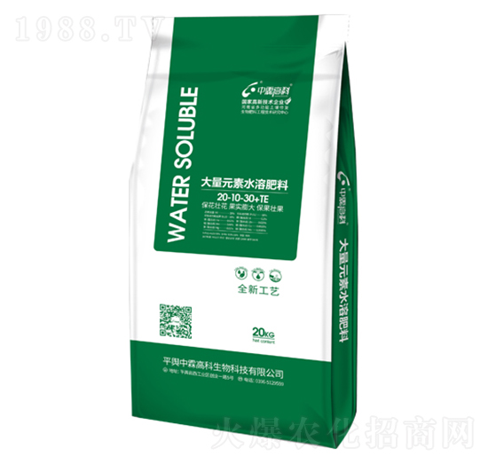 膨果型大量元素水溶肥20-10-30+TE-中霖高科