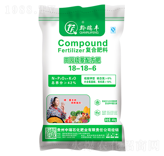 玉米適用田園硫基配方復(fù)合肥料18-18-6-中瑞石化