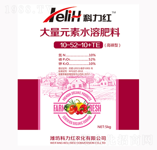 大量元素水溶肥料10-52-10+TE-科力紅-利瑪生物