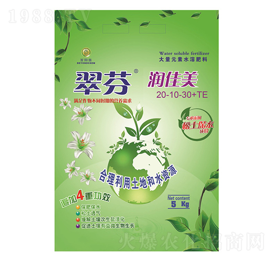 高氮鉀型大量元素水溶肥20-10-30+TE-翠芬潤佳美-百陽墾