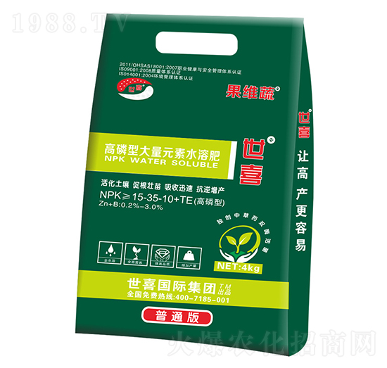 大量元素水溶肥15-35-10+TE-果維蔬-世喜