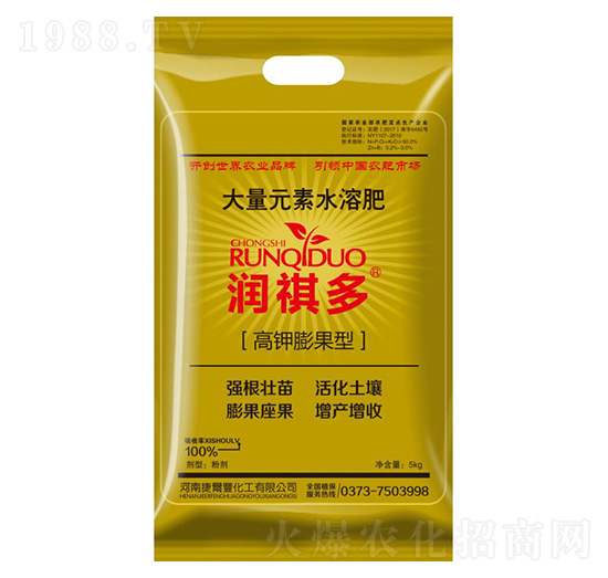 高鉀膨果型大量元素水溶肥-潤祺多-捷爾豐化工