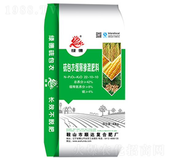 硫包衣緩釋摻混肥料22-10-10-綠德-順達(dá)