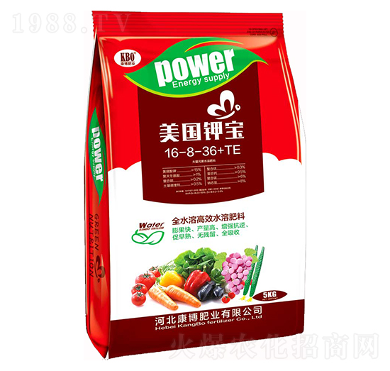 高鉀型全水溶高效水溶肥16-8-36+TE-美國鉀寶-康博肥業(yè)