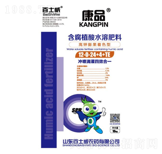 高鉀膨果型含腐植酸水溶肥料12-0-24+4+TE-百士威