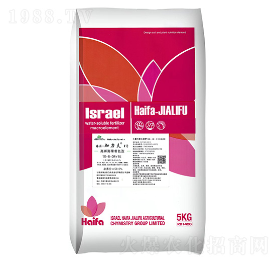 高鉀膨果著色型大量元素水溶肥10-6-34+TE-海法加力夫1號-海法加力夫