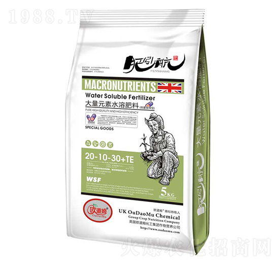 蚓激酶大量元素水溶肥20-10-30+TE-肥引航-歐道姆