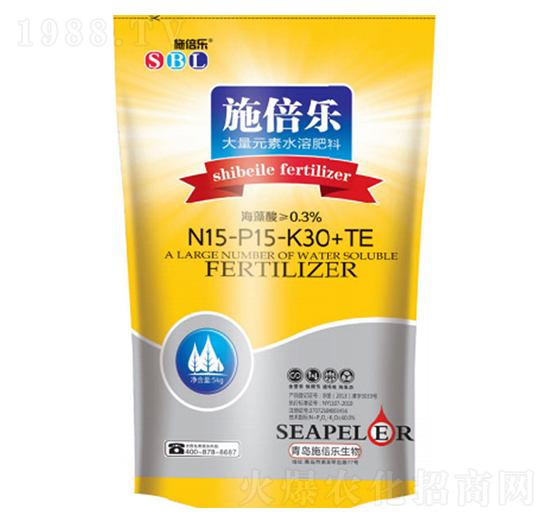 施倍樂大量元素水溶肥15-15-30+TE-瑞祥肥料