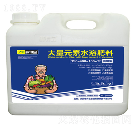 高磷型大量元素水溶肥料150-400-100+TE-稼得寶生物