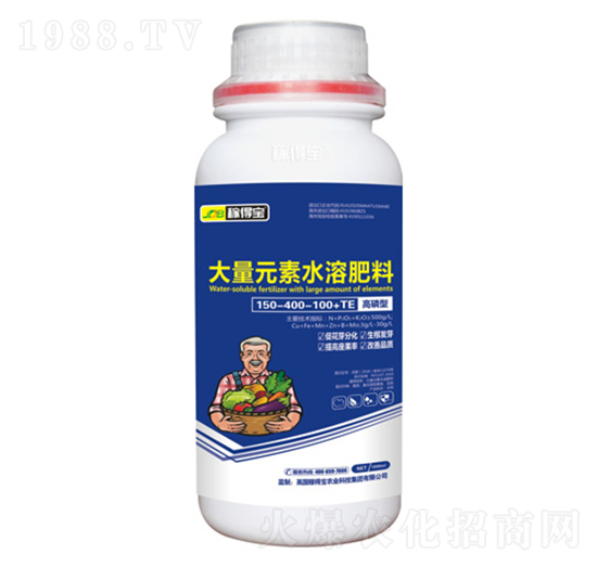 瓶裝高磷型大量元素水溶肥料150-400-100+TE-稼得寶生物