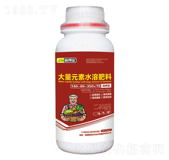 瓶裝高鉀型大量元素水溶肥料140-80-350+TE-稼得寶生物