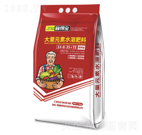 高鉀型大量元素水溶肥料14-8-35+TE-稼得寶生物
