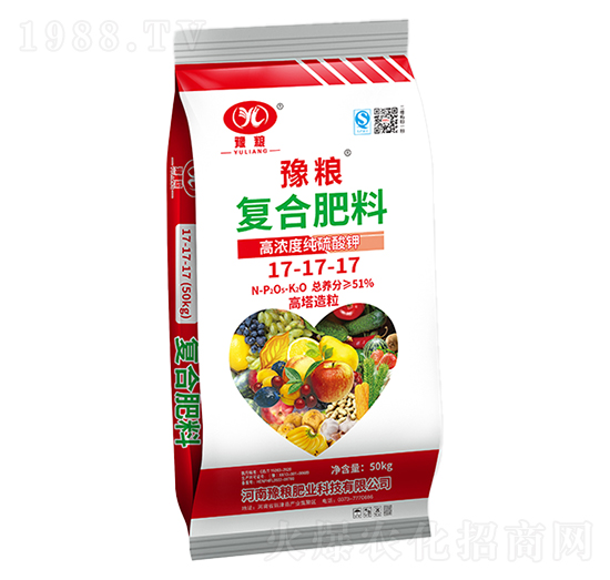 高濃度純硫酸鉀高塔造粒復(fù)合肥料17-17-17-豫糧肥業(yè)