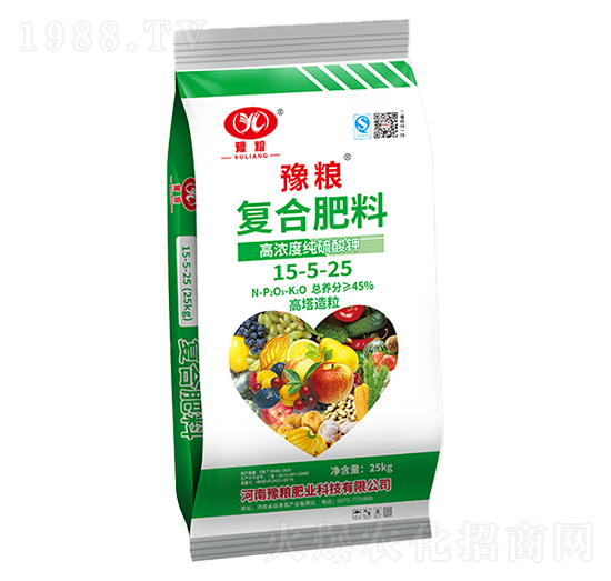 高濃度純硫酸鉀高塔造粒復(fù)合肥料15-5-25-豫糧肥業(yè)