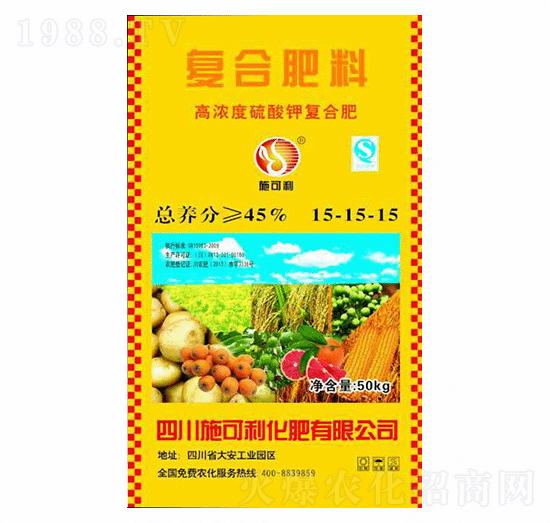 高濃度純硫酸鉀復(fù)合肥15-15-15-愛爾斯生物