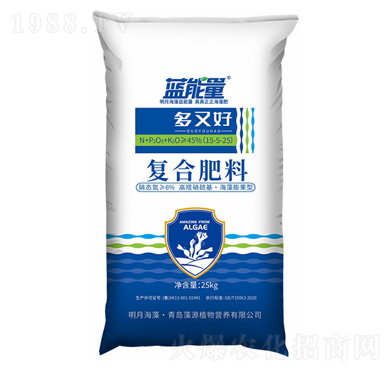 25kg多又好復(fù)合肥料15-5-25-藍(lán)能量-藻源植物