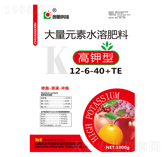 1000g高鉀型大量元素水溶肥料12-6-40+TE-創(chuàng)新科技