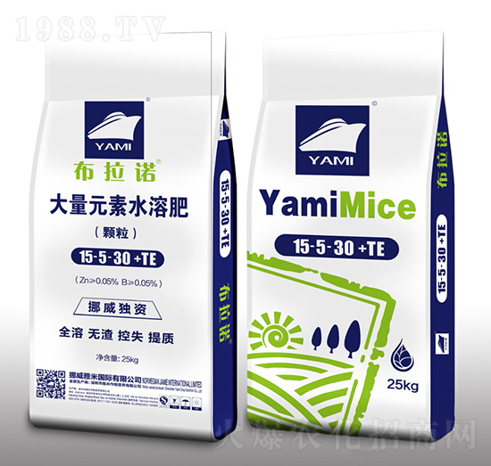 大量元素水溶肥（顆粒型）15-5-30+TE-布拉諾-雅米農(nóng)業(yè)