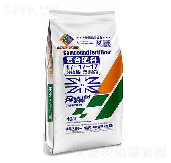 純硫基全水溶滴灌型復合肥料17-17-17-多米頓-美凱華