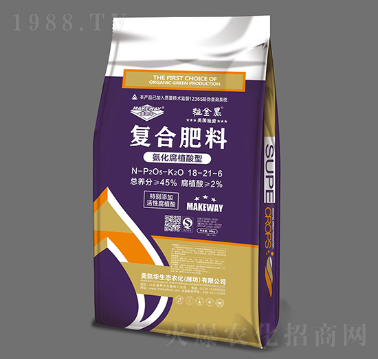 氨化腐植酸型復合肥料18-21-6-粒金黑-美凱華