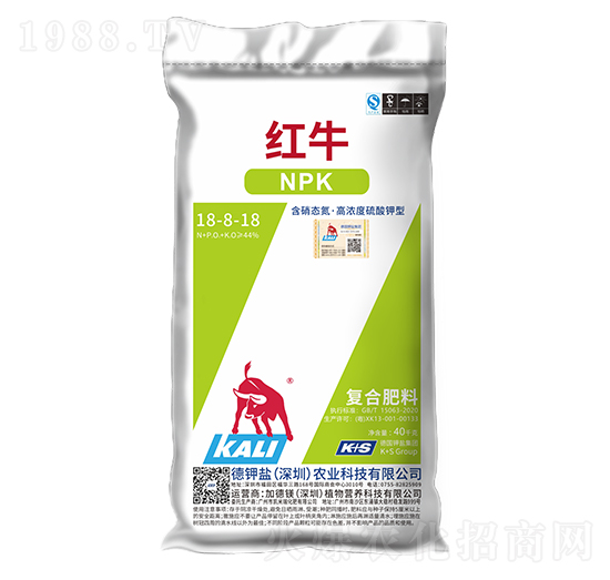 含硝態(tài)氮·高濃度硫酸鉀型復合肥料18-18-18-紅牛-德鉀鹽農(nóng)業(yè)