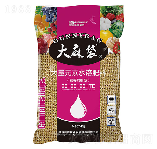營養(yǎng)均衡型大量元素水溶肥20-20-20+TE-大麻袋-昆騰生物