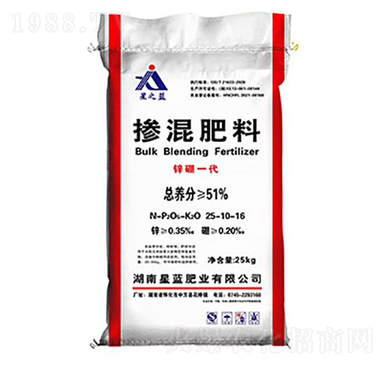 摻混肥25-10-15-鋅硼一代-星藍肥業(yè)