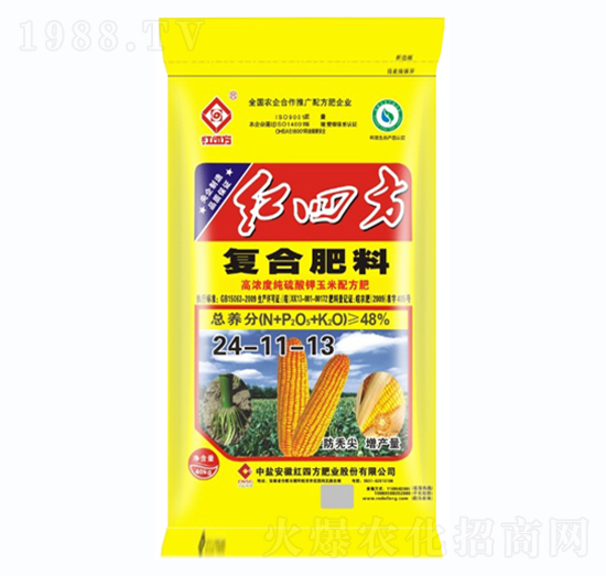玉米硫酸鉀專用復(fù)合肥料24-11-13-紅四方