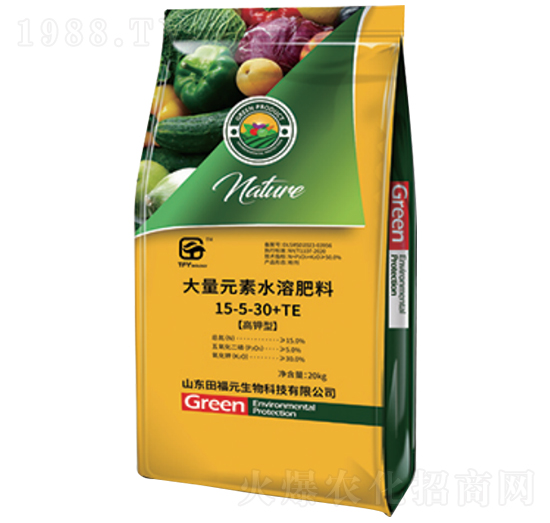 20kg大量元素水溶肥料15-5-30+TE-福元生物
