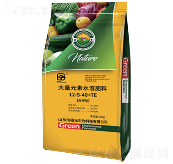 20kg大量元素水溶肥料12-5-40+TE-福元生物