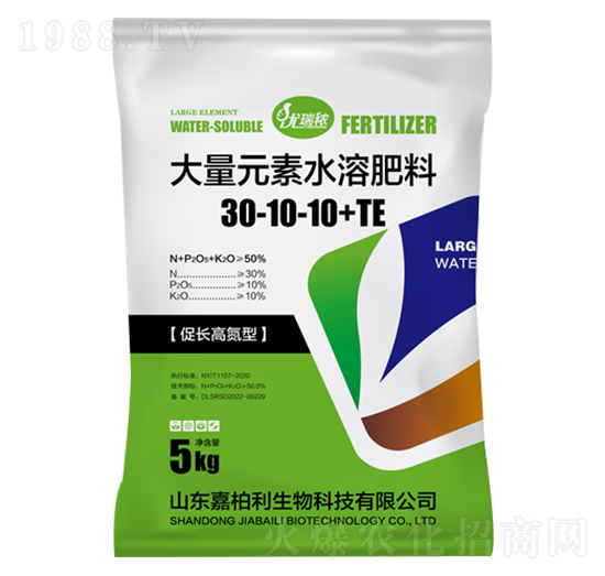 大量元素水溶肥料30-10-10+TE-嘉柏利