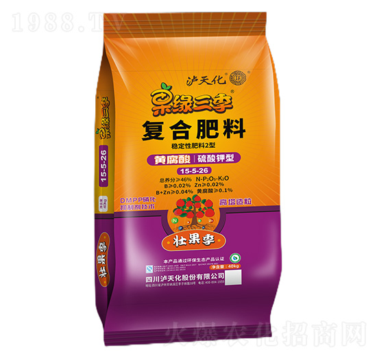 壯果季復合肥料15-5-26-果緣三季-瀘天化