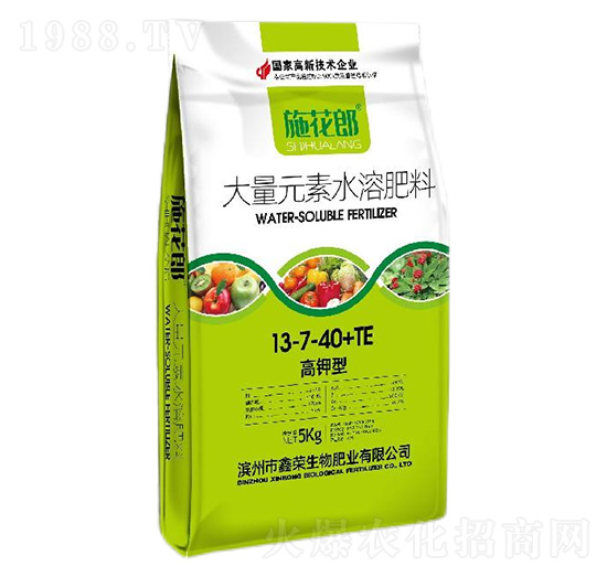 高鉀型大量元素水溶肥料13-7-40+TE-施花郎-鑫榮生物