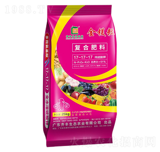 25kg高塔熔融純硫酸鉀復(fù)合肥料17-17-17-金鎂粒-齊豐農(nóng)業(yè)