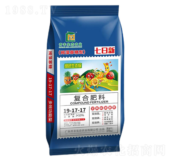 25kg高塔熔融褐藻寡糖型復合肥料19-17-17-七日新-齊豐農業(yè)