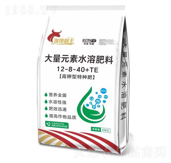 20kg高氮型大量元素水溶肥料12-8-40+TE-澳地利豐-雨農(nóng)生物