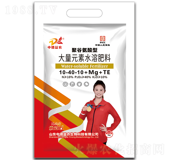 5kg聚谷氨酸型大量元素水溶肥料10-40-10+Mg+TE-云冠石-中德益農