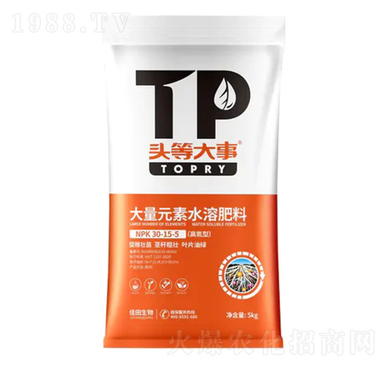 高氮型大量元素水溶肥料30-15-5-頭等大事-佳田生物