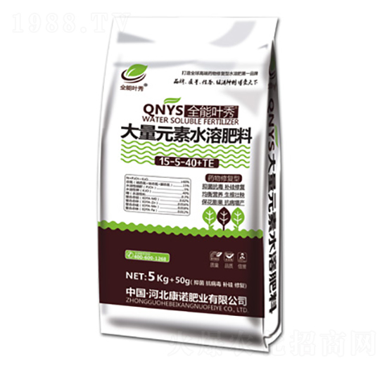 大量元素水溶肥料15-5-40+TE-葉秀-康諾肥業(yè)