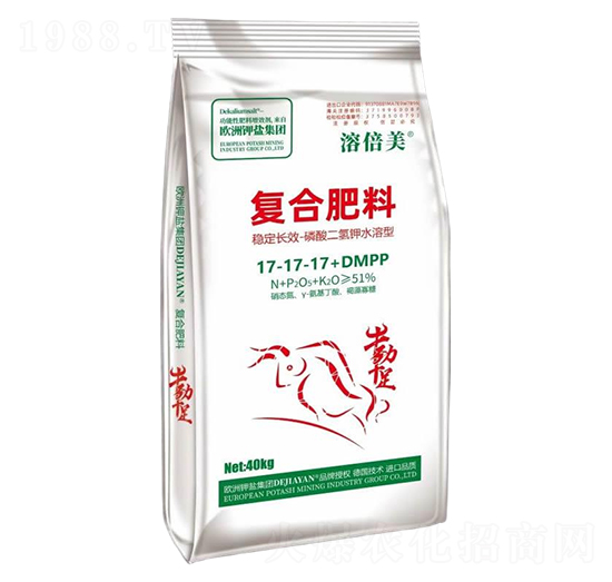穩(wěn)定長效磷酸二氫鉀水溶型復(fù)合肥料17-17-17+DMPP-溶倍美-德鉀鹽國際