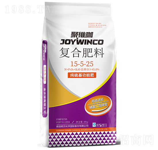 40kg聚維咖復合肥料15-5-25-頓貝肥業(yè)