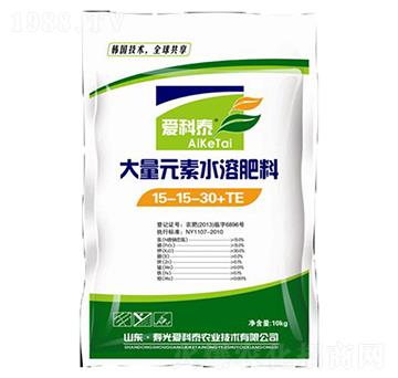 大量元素水溶肥料15-15-30+TE-愛科泰
