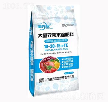 純硫基黃腐酸鉀型大量元素水溶肥10-30-15+TE-宜昇生物