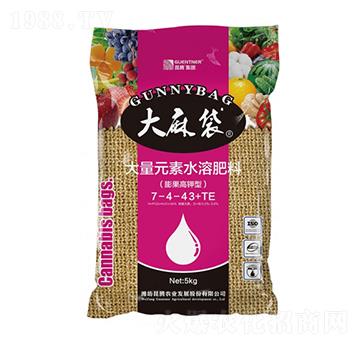 膨果高鉀型大量元素水溶肥料7-4-43+TE-大麻袋-昆騰生物